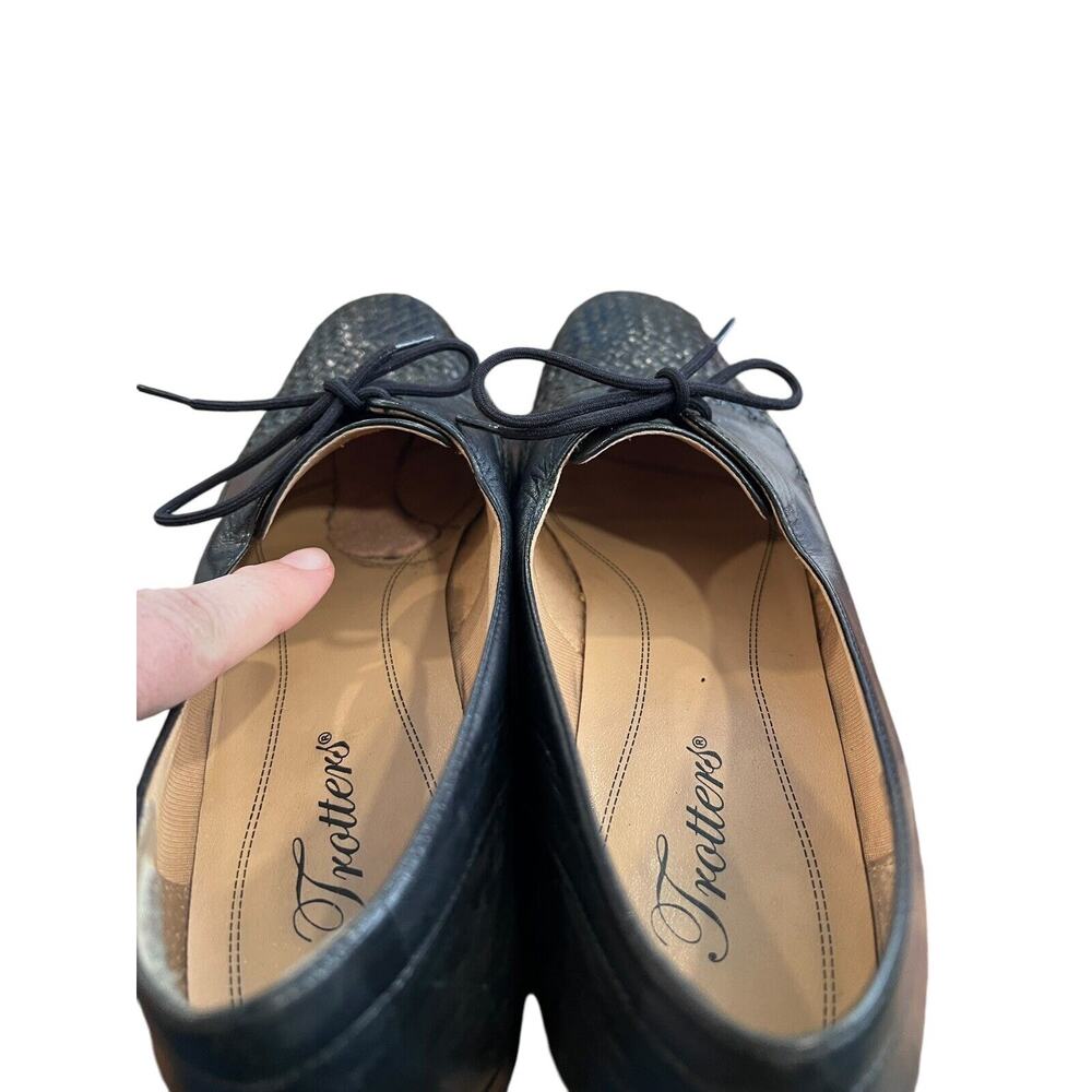 Vintage TROTTERS LILA Woven Leather Black Oxford Shoes Flats 9.5 S (AAA) - Picture 10 of 12